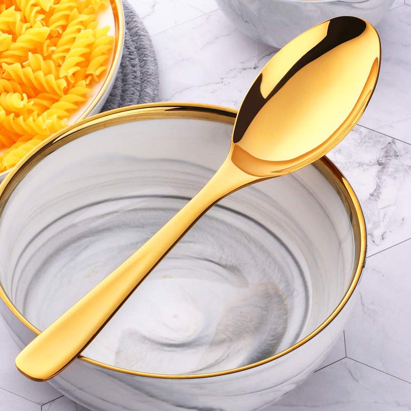 BISDARUN Bisda Buffet Serving Spoons, Stainless Steel 10 Inch Gold Plated Server Set of 2, Large Salad Serverware Utensils, Dishwasher Safe - Image 4
